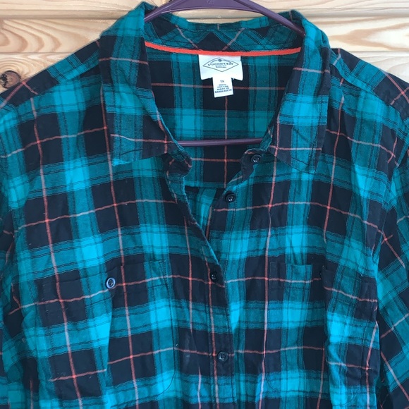 St. John’s Bay plaid flannel button front shirt size 1X - Picture 2 of 3